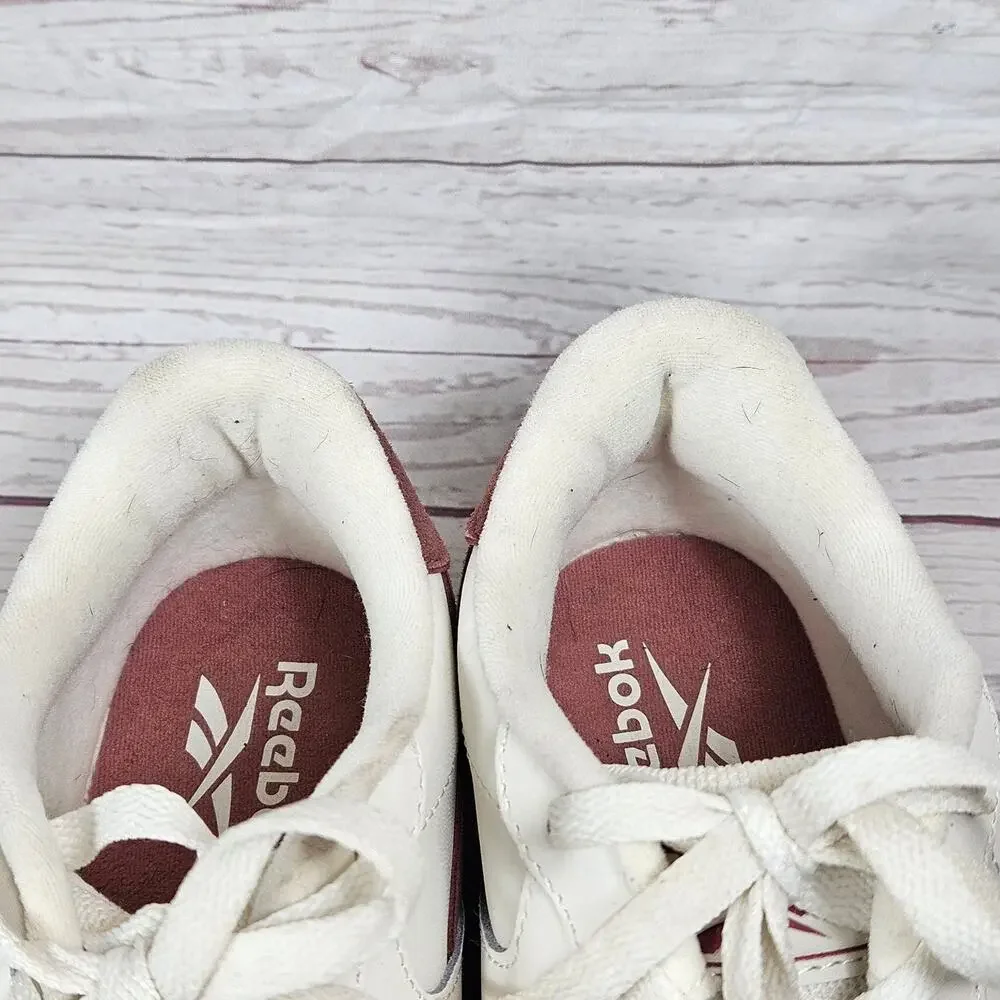 Reebok Classic Shoes Women’s White Burgundy US 8 Leather Suede Sneakers